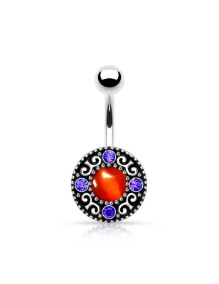 Piercing nombril larme turquoise