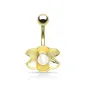 Piercing nombril plaqué or coquille perle