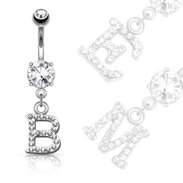 Piercing nombril initiale strass