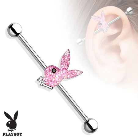 Piercing industriel Playboy rose