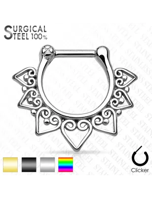 Piercing septum éventail tribal acier chirurgical multicolore