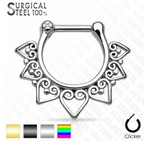 Piercing septum éventail tribal acier chirurgical multicolore