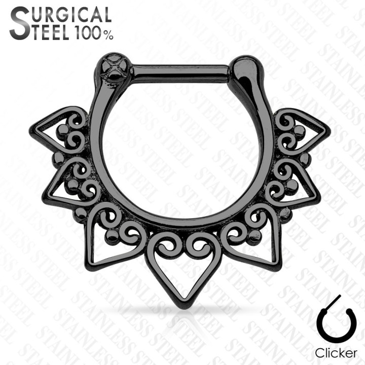 Piercing septum éventail tribal acier chirurgical multicolore