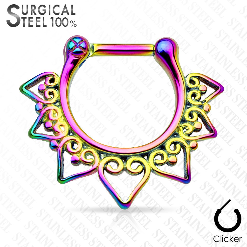 Piercing Tabique Abanico Tribal Acero Quirúrgico - Imagen 3 de 4