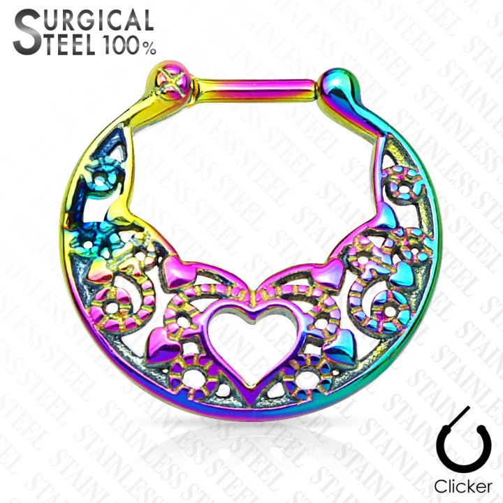 Piercing septum coeur acier chirurgical doré