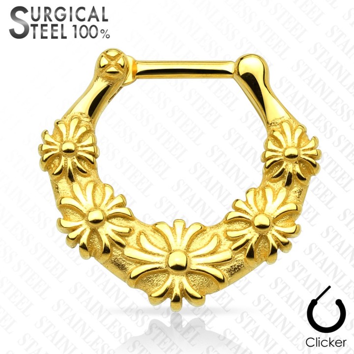 Piercing septum fleurs acier chirurgical doré