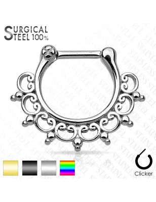Piercing septum tribal dentelle acier chirurgical argenté