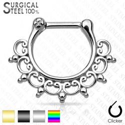 Anneau Daith Et Septum Fleuri En Acier Chirurgical 316L - 16G (1,2 Mm), Diamètre 10 Mm, Avec Zirconia Clair