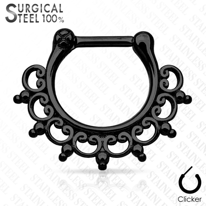 Piercing septum tribal dentelle acier chirurgical argenté