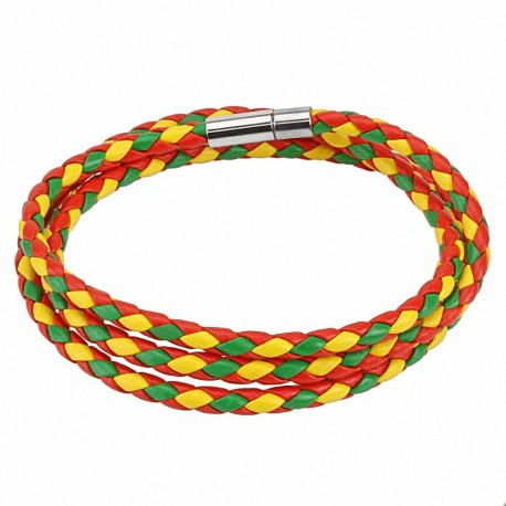 Bracelet cordes rouge vert jaune