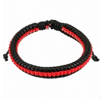 Bracelet homme cuir noir et rouge
