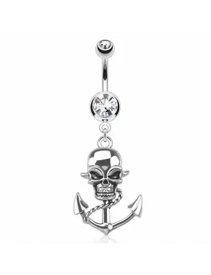 Piercing nombril ancre marine skull