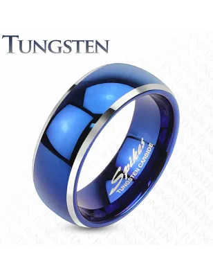 Bague tungstène homme bleue