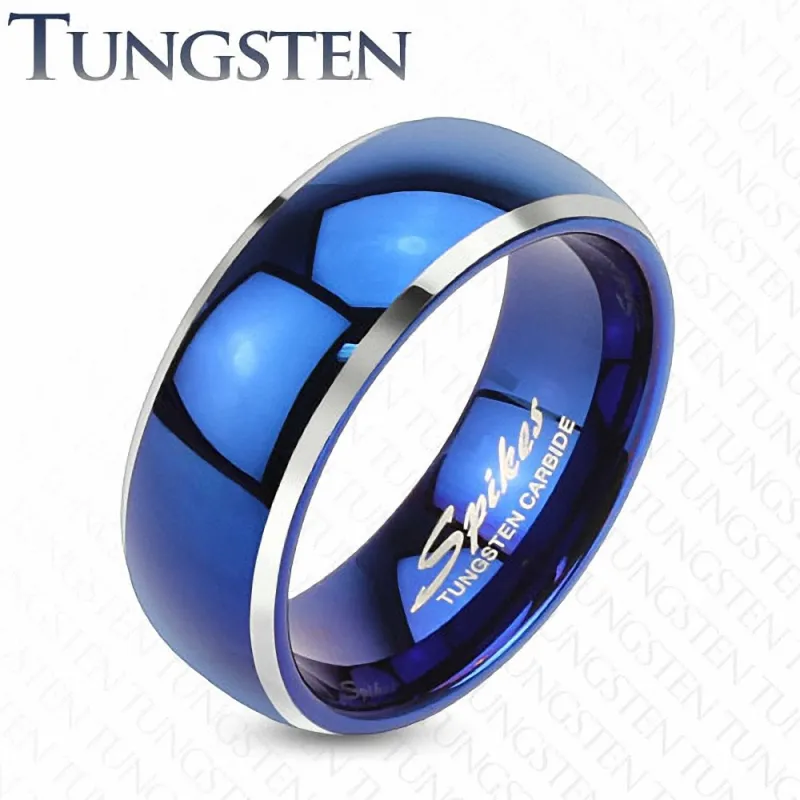 Bague tungstène homme bleue