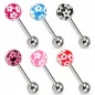 Piercing langue boule fleurs