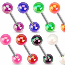 Piercing Langue Boules Acrylique Métalliques