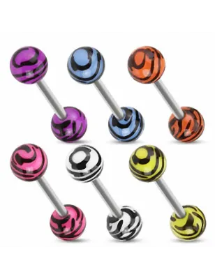 Piercing Langue Zébré Billes acrylique