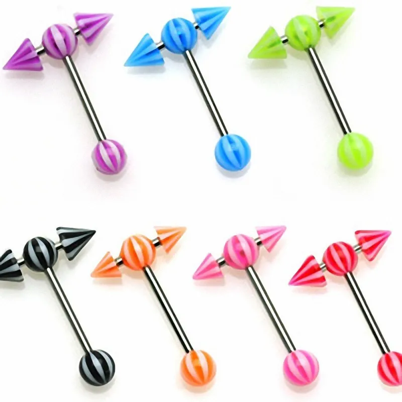 Piercing langue Candy Billes et Spikes Acrylique