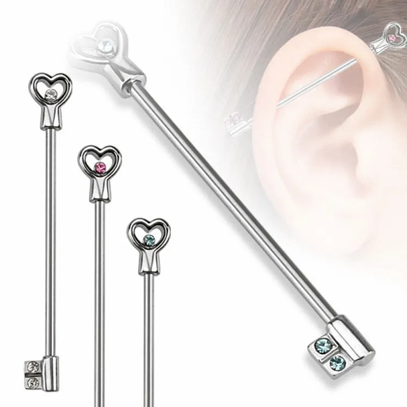 Piercing industriel clef coeur