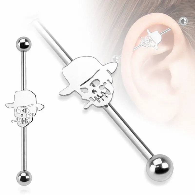 Piercing industriel crâne chapeau