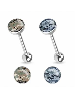 Piercing langue camouflage pixelisé
