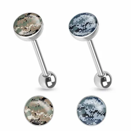 Piercing langue camouflage pixelisé