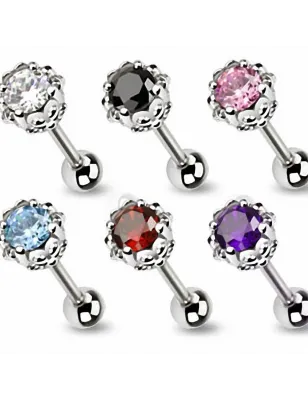 Piercing langue couronne strass