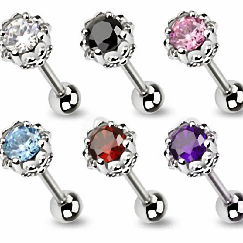 Piercing langue couronne strass
