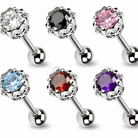 Piercing langue couronne strass