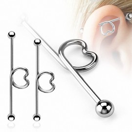 Piercing oreille Industriel Loop Coeur Boules