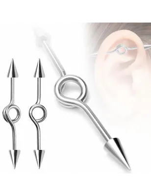 Piercing oreille Industriel "Loop" Pointes 