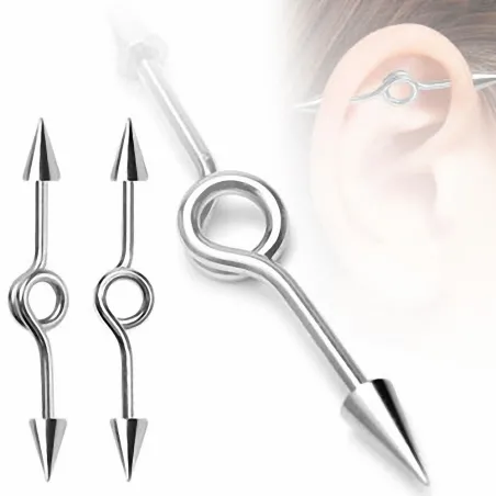 Piercing oreille Industriel "Loop" Pointes 