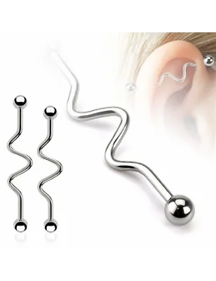 Piercing oreille Industriel Vagues Boules