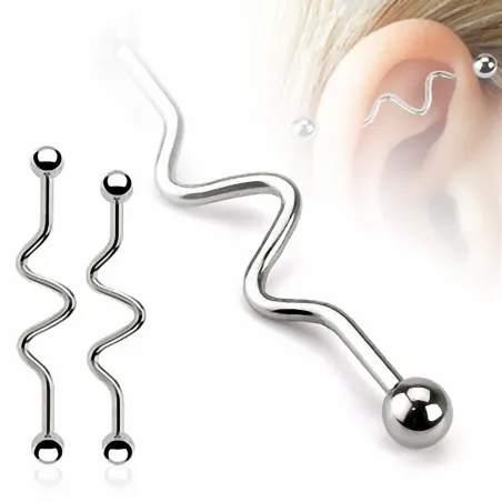 Piercing oreille Industriel Vagues Boules