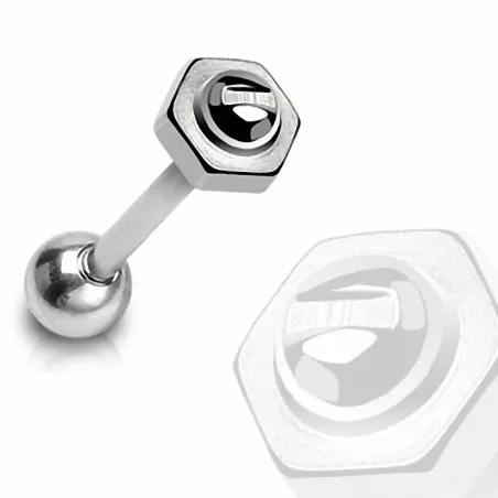 Piercing langue Boulon / Vis en acier chirurgical 8 mm