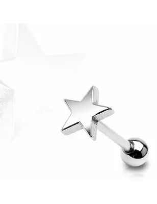 Piercing langue Etoile militaire coupe nette en acier chirurgical