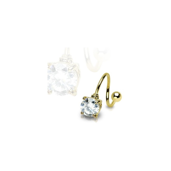 Piercing Nombril Spirale Plaqué Or