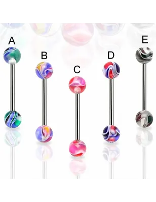 Piercing langue couleurs marbrées