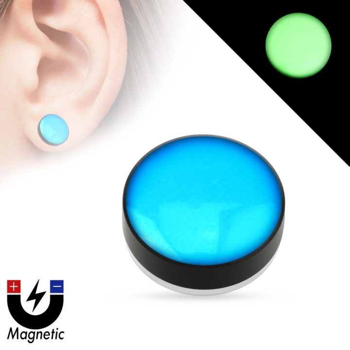 Faux piercing plug magnétique glow in the dark