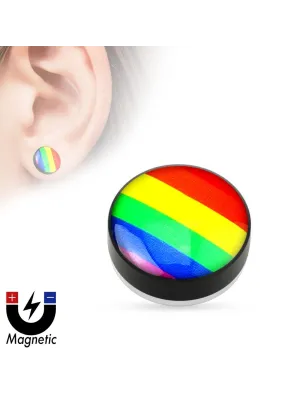 Faux piercing plug magnétique Gay Pride