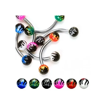 Piercing arcade avec Boules "Flammes" - Bijou Piercing pour Arcade