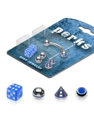 Pack Piercing Arcade Acier chirurgical Bleu  - Bijou Piercing pour Arcade