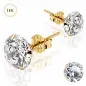 Paire Boucles d'oreille Clous Pierre Ronde Or Jaune 14K