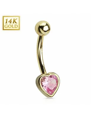 Piercing nombril Or 14 carats Coeur
