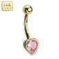 Piercing nombril Or 14 carats Coeur Rose