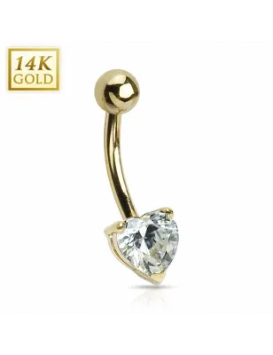 Piercing nombril Or 14 carats Coeur rose