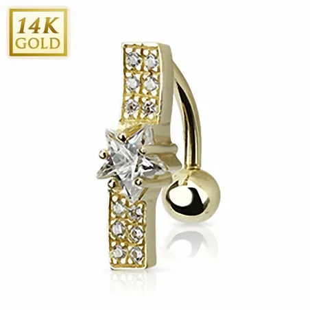 Piercing nombril inversé Or 14 carats barre étoile