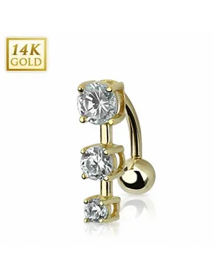 Piercing nombril inversé Or 14 carats gemmes ronds