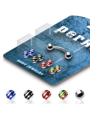 Pack Piercing Arcade Acier chirurgical Boules Striées  - Bijou Piercing pour Arcade