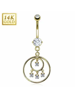 Piercing nombril Or 14 carats loop chandelier